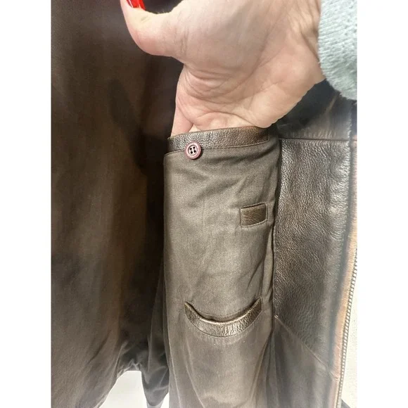 VTG 80's Daniel Cremieux Mens Sz XL Aged Leather Bomber Brown Burnished Jacket - Picture 16 of 16